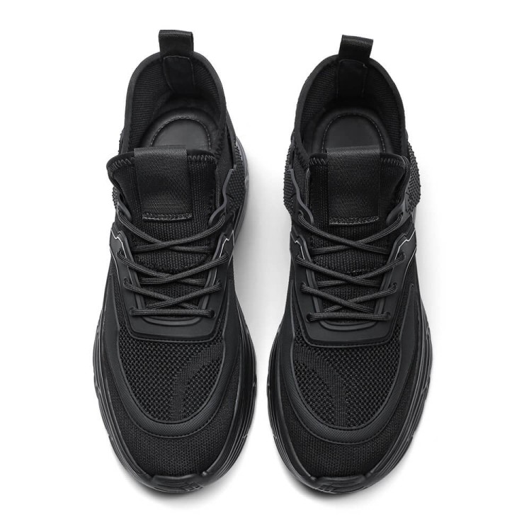 Black Knit Elevator Sneakers for Men...