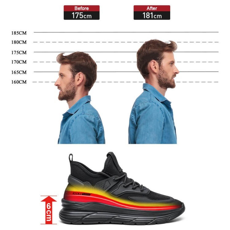 Black Knit Elevator Sneakers for Men...